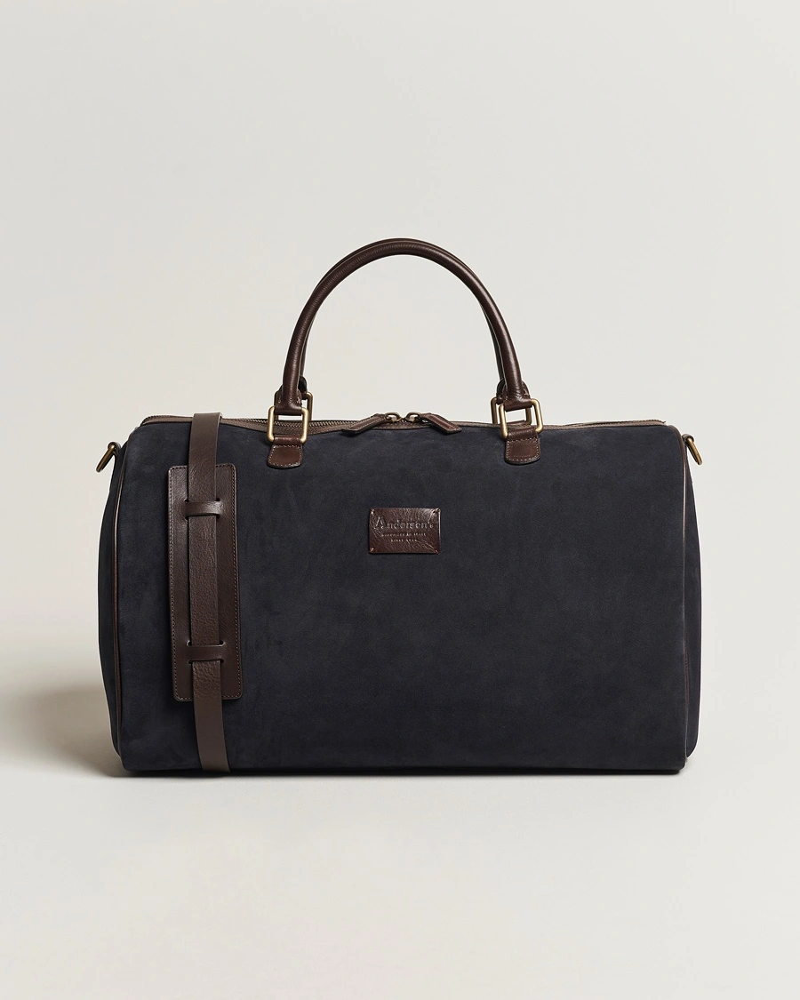 Herre | Weekendbager | Anderson's | Boston Suede Weekendbag Navy/Brown