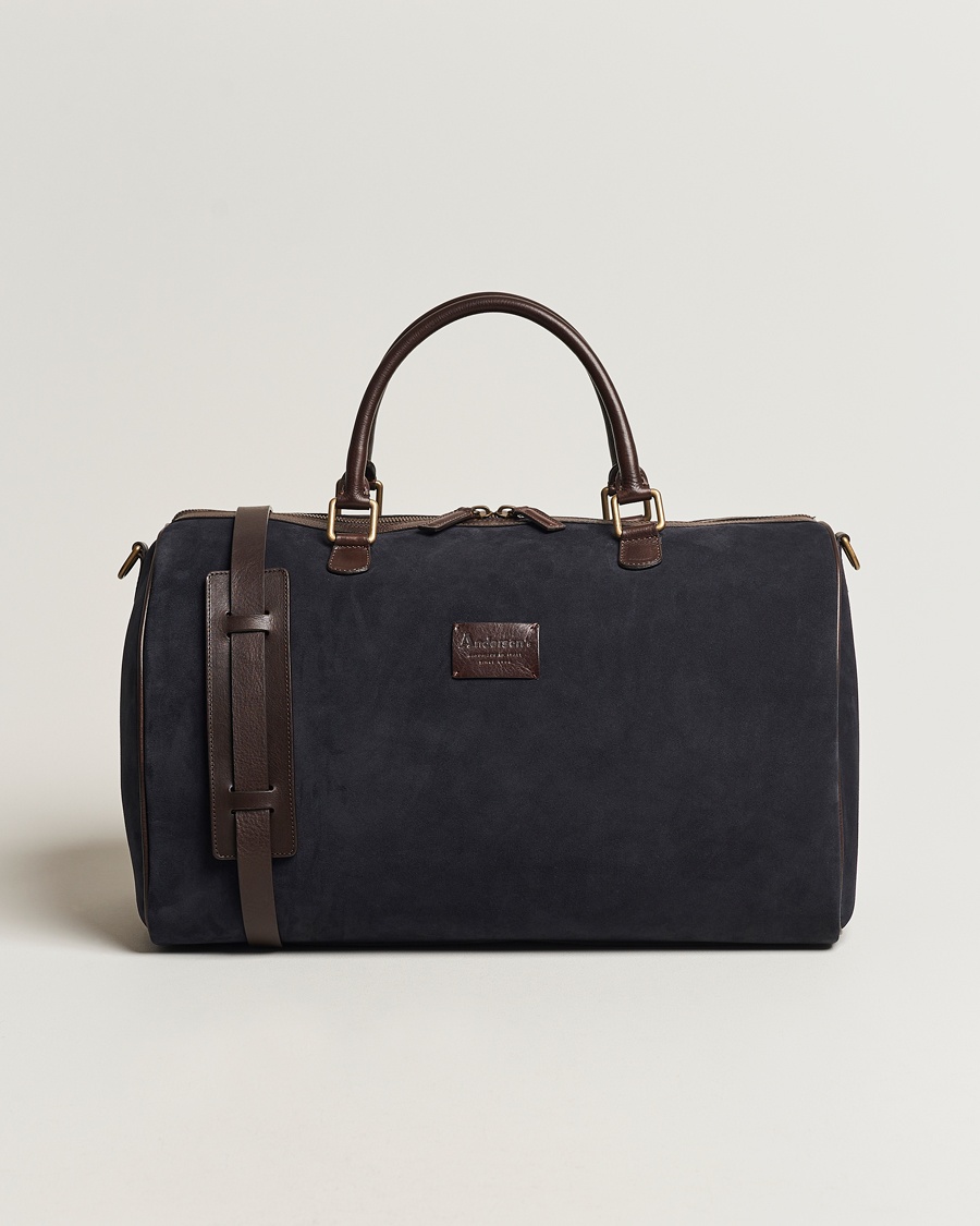 Anderson's Boston Suede Weekendbag Navy/Brown – Blå