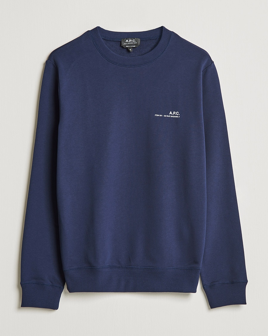 Herre | | A.P.C. | Item Crew Neck Sweatshirt Navy