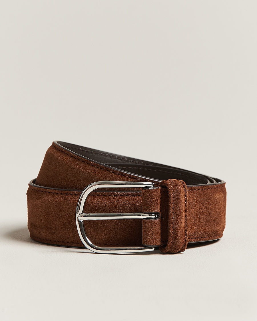 Herre | Bryllupsdress | Anderson's | Suede 3,5 cm Belt Brown