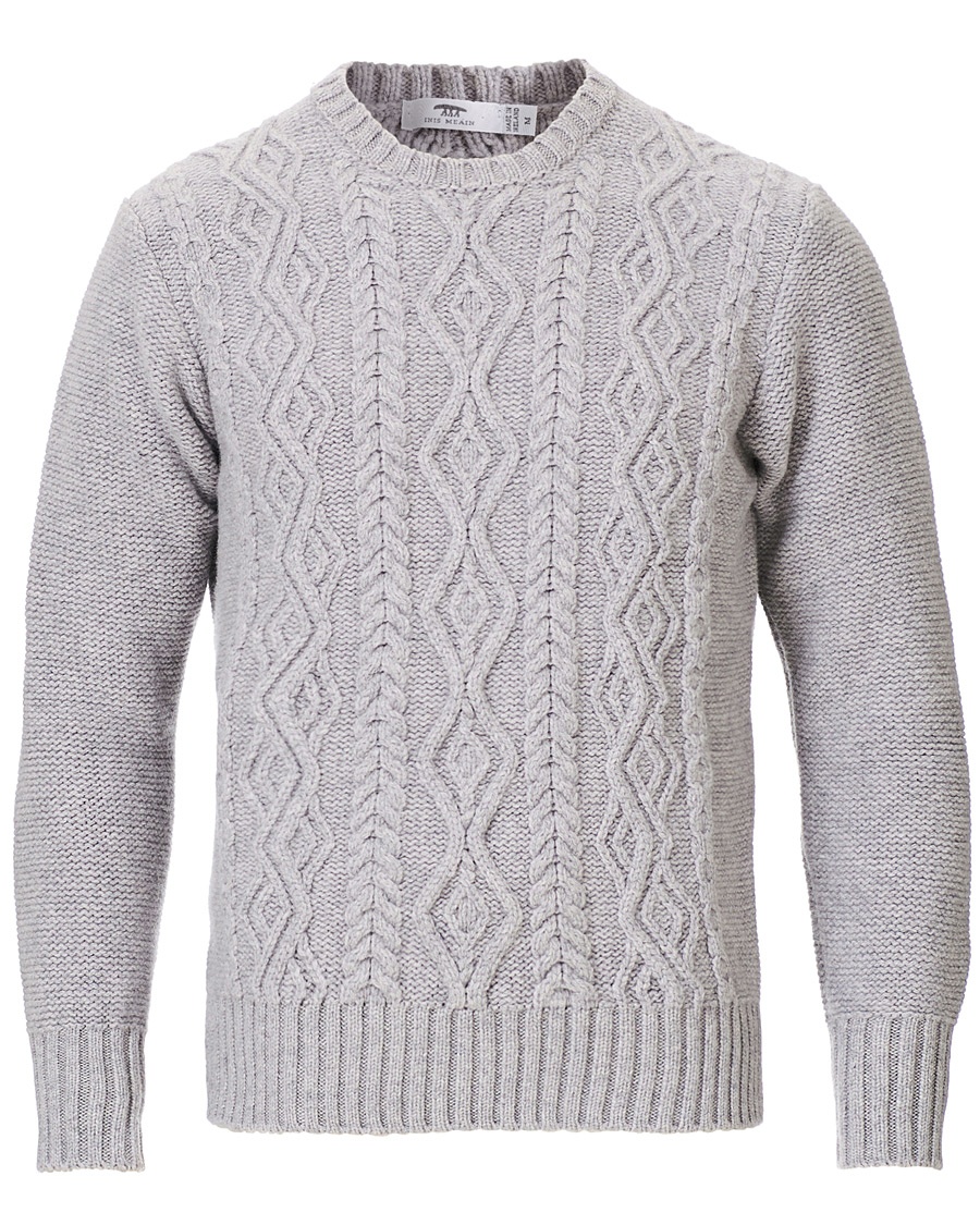 Inis Meáin Classic Aran Wool Crew Neck Light Grey