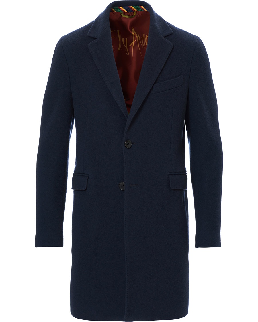 Etro Cashmere Blend Wool Coat Navy