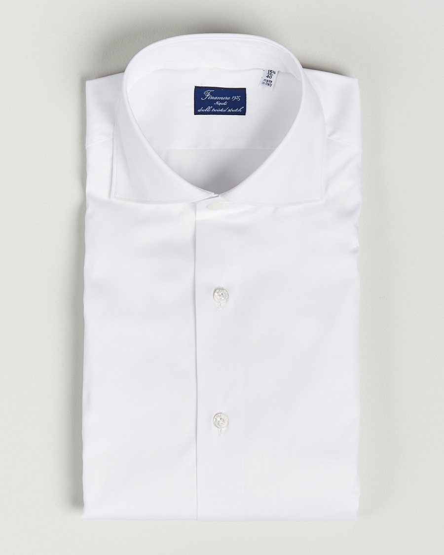 Finamore Napoli Milano Slim Fit Stretch Shirt White – Hvit