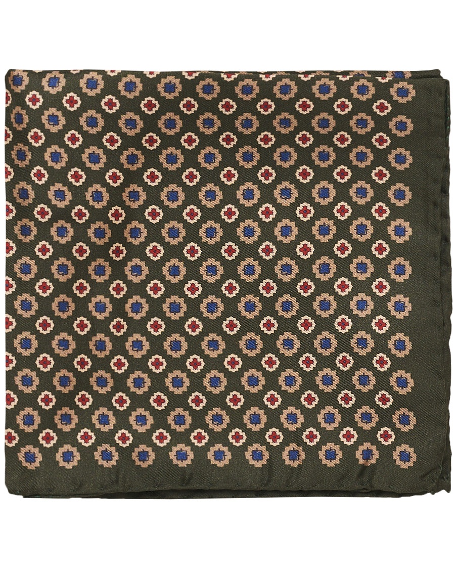  Silk Twill Printed Pocket Square Green