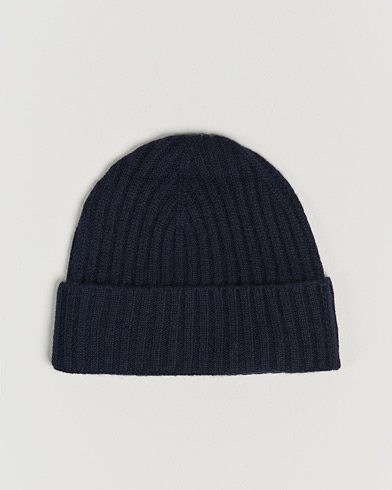 Lue |  Rib Knitted Cashmere Cap Navy