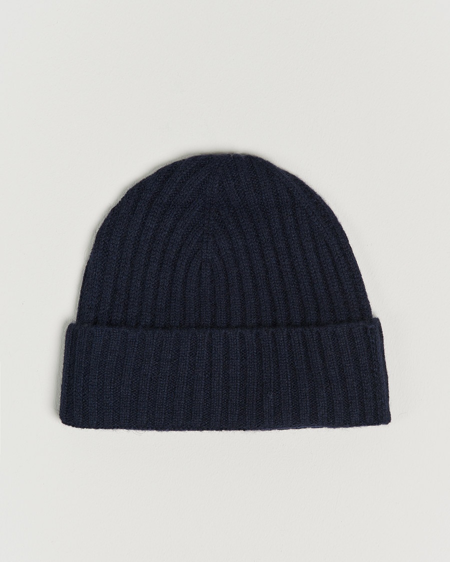 Herre | | Amanda Christensen | Rib Knitted Cashmere Cap Navy