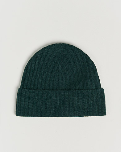 Lue |  Rib Knitted Cashmere Cap Bottle Green