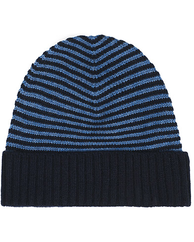 Lue |  Striped Cashmere Cap Blue/Navy