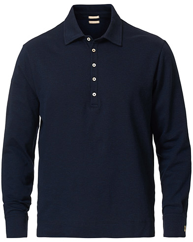  |  Ischia Cotton/Cashmere Long Sleeve Polo Blue Navy