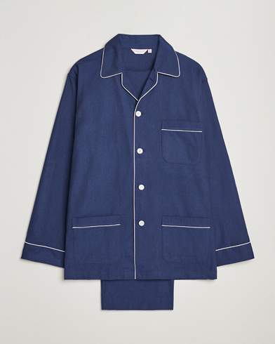 Herre | Loungewear-avdelingen | Derek Rose | Brushed Cotton Flanell Pyjama Set Navy