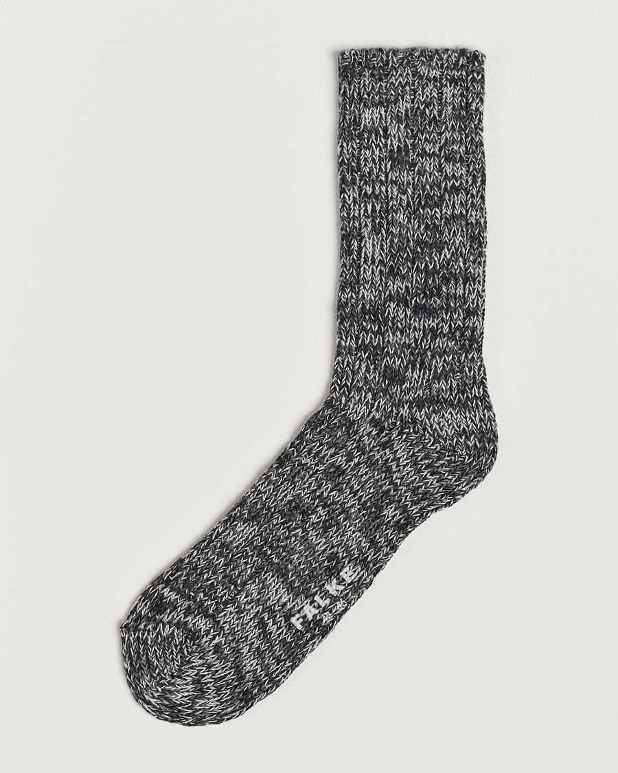 Falke Brooklyn Cotton Sock Black – Grå
