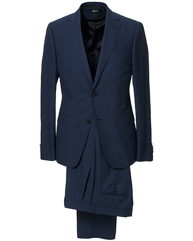  Slim Fit Tropical Wool Suit Navy Blue