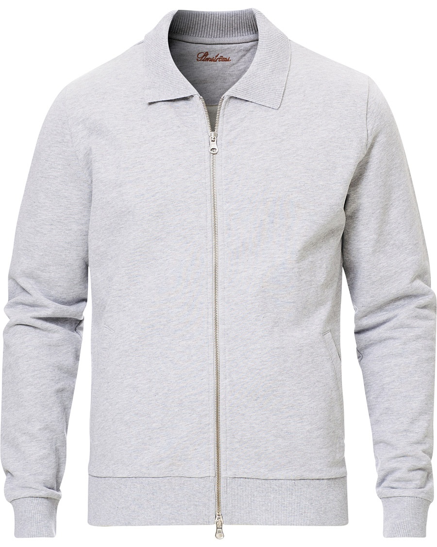 Herre | | Stenströms | Cotton College Zip Cardigan Grey