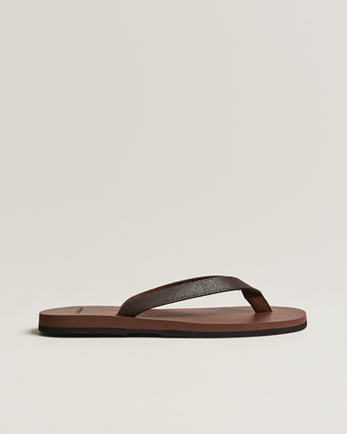 The Resort Co Saffiano Leather Flip-Flop Brown