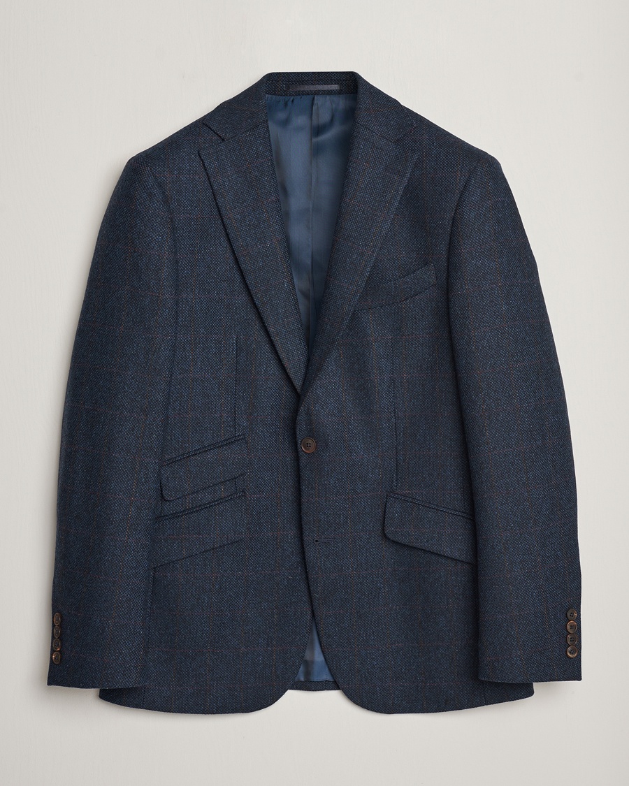 Walker Slater Edward Lambswool Windowpane Blazer Navy