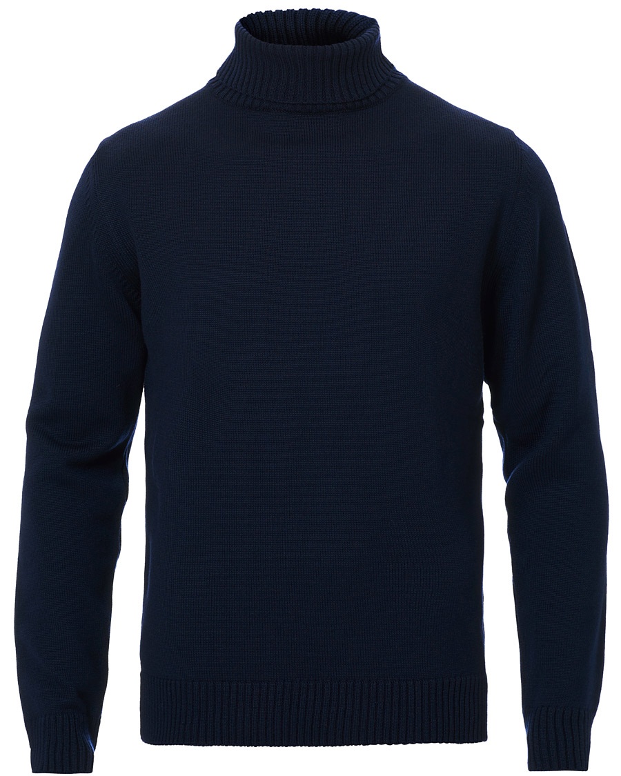 Stenströms Heavy Knitted Merino Rollneck  Navy