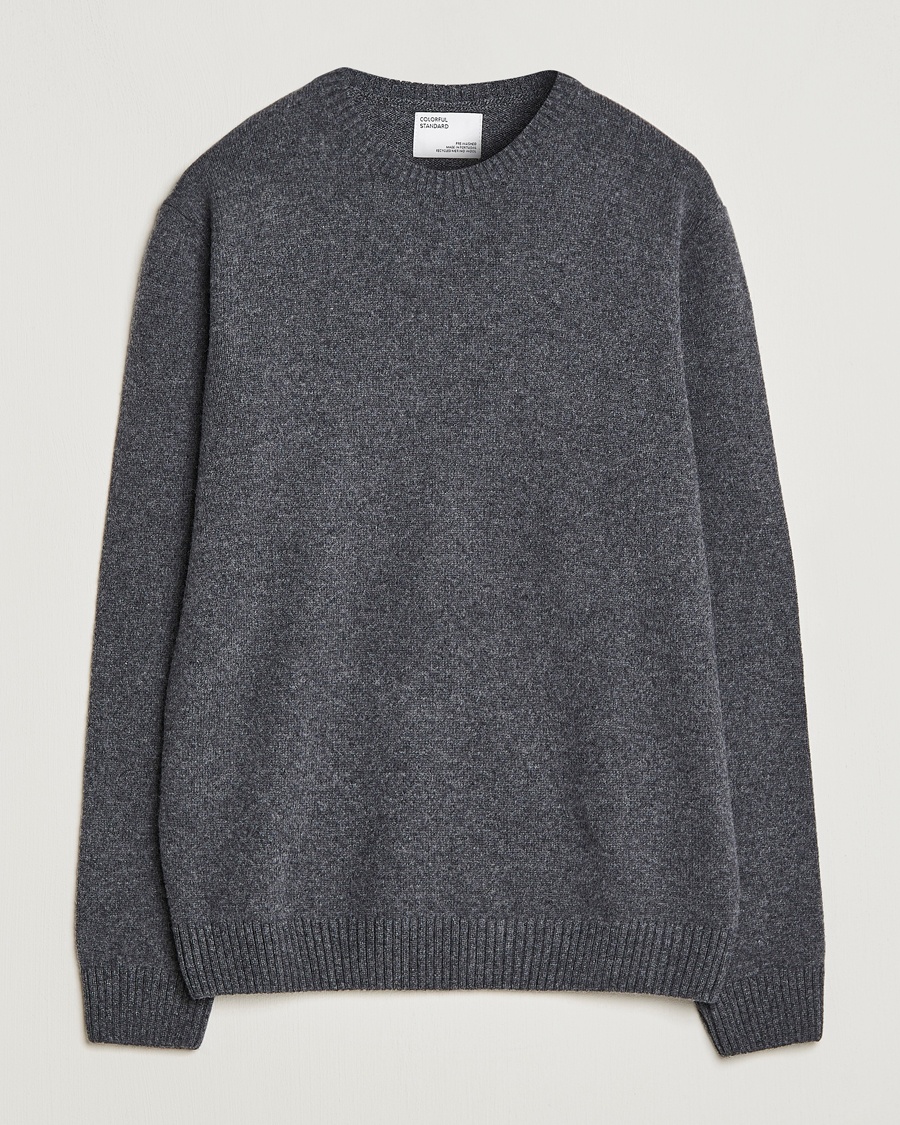 Herre | Strikkede gensere | Colorful Standard | Classic Merino Wool Crew Neck Lava Grey