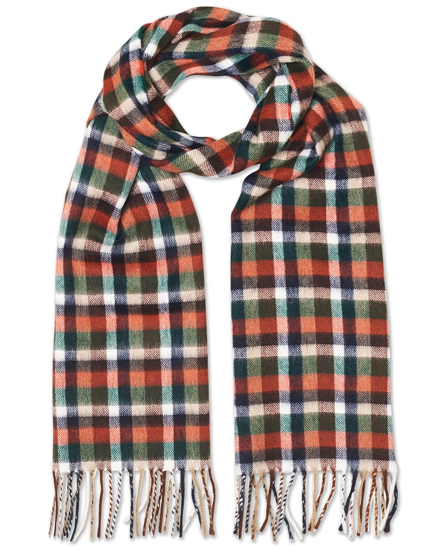 Drake's Lambswool/Angora Small Check Scarf Multi