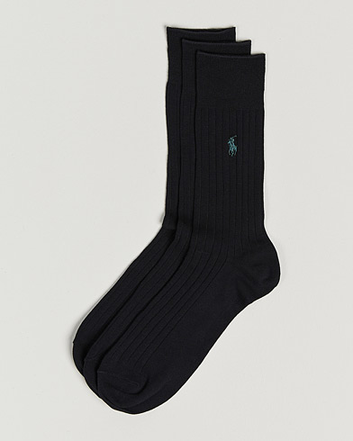 Herre | Sokker | Polo Ralph Lauren | 3-Pack Egyptian Cotton Ribbed Socks Black