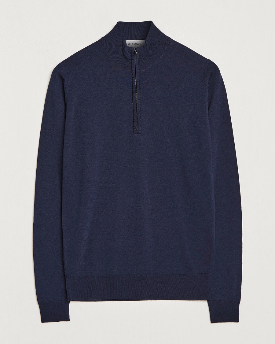 Herre | John Smedley | John Smedley | Barrow Extra Fine Merino Half Zip Midnight