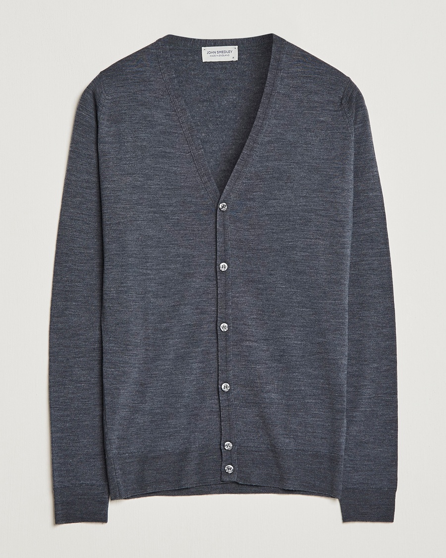 Herre | Cardigans | John Smedley | Petworth Extra Fine Merino Cardigan Charcoal