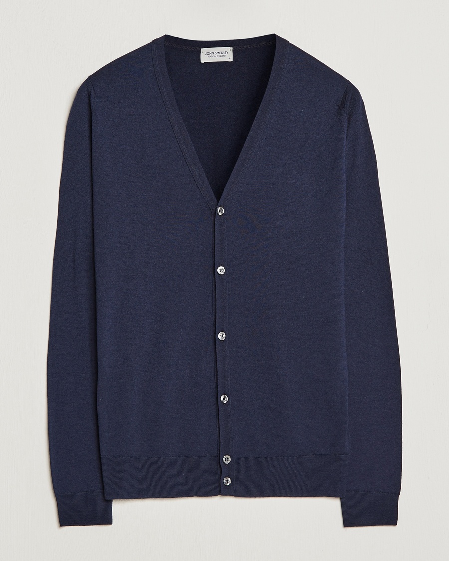 Herre | Cardigans | John Smedley | Petworth Extra Fine Merino Cardigan Midnight