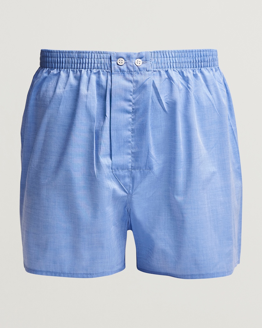 Derek Rose Classic Fit Cotton Boxer Shorts Blue – Blå