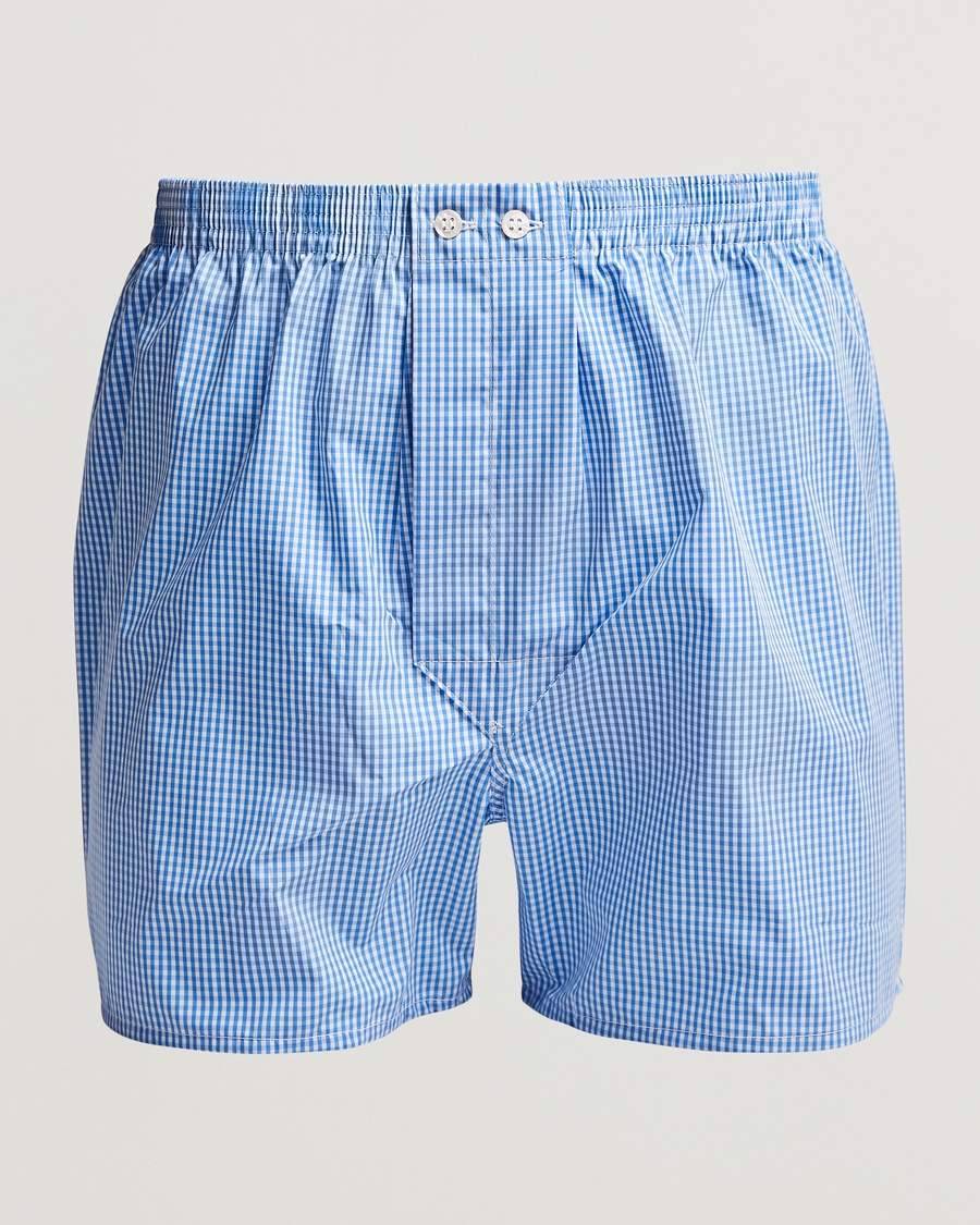 Herre | Boksershorts | Derek Rose | Classic Fit Cotton Boxer Shorts Blue Gingham