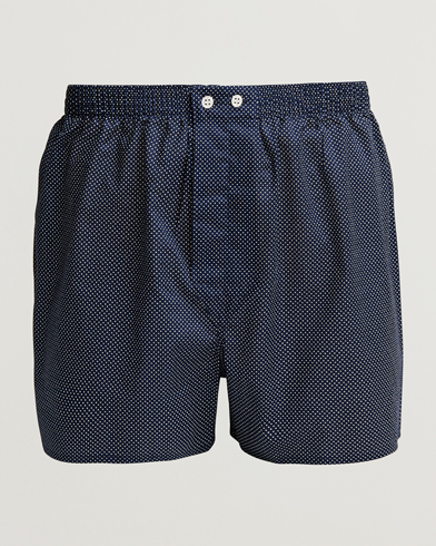 Herre | Loungewear-avdelingen | Derek Rose | Classic Fit Cotton Boxer Shorts Navy Polka Dot