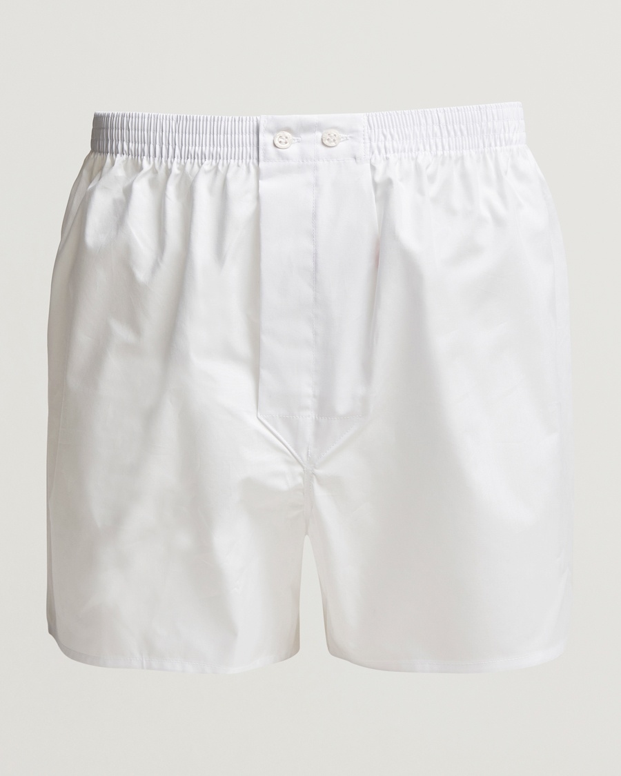 Derek Rose Classic Fit Cotton Boxer Shorts White – Hvit