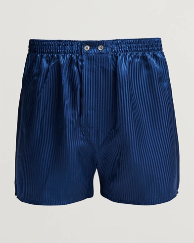 Herre | Loungewear-avdelingen | Derek Rose | Classic Fit Silk Boxer Shorts Navy