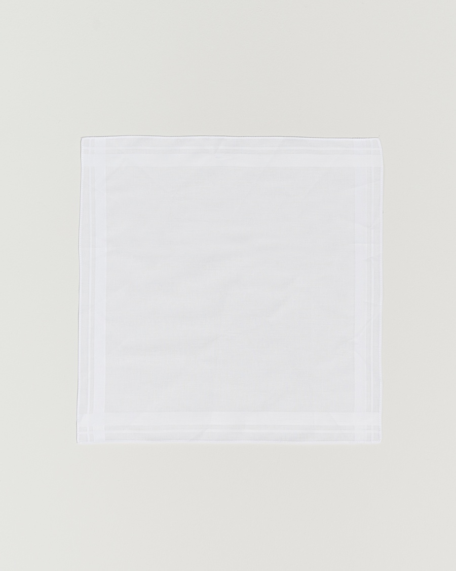  Cotton Pocket Square White