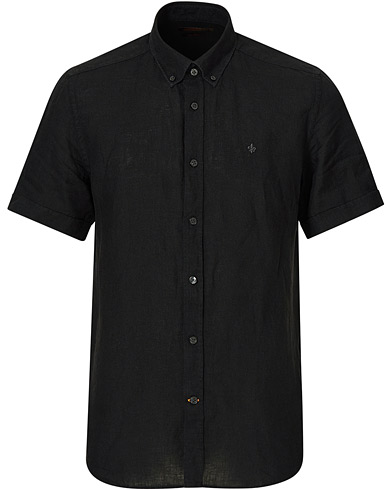 Herre | Cordfløyelskjorter | Morris | Douglas Linen Short Sleeve Shirt Black