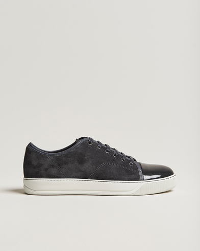Lanvin Patent Cap Toe Sneaker Dark Grey