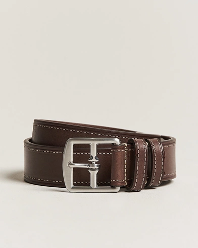 Herre | Umønstrede belter | Anderson's | Bridle Stiched 3,5 cm Leather Belt Brown