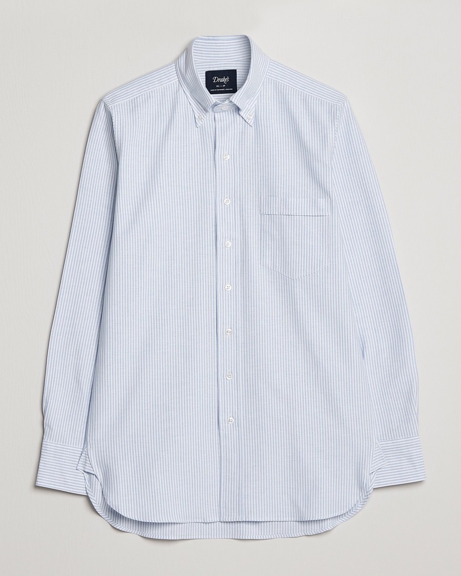 Herre | | Drake's | Striped Oxford Button Down Shirt Blue/White