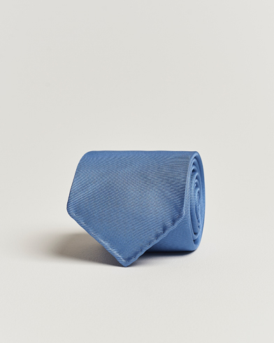 Herre | Drake's | Drake's | Handrolled Woven Silk 8 cm Tie Blue