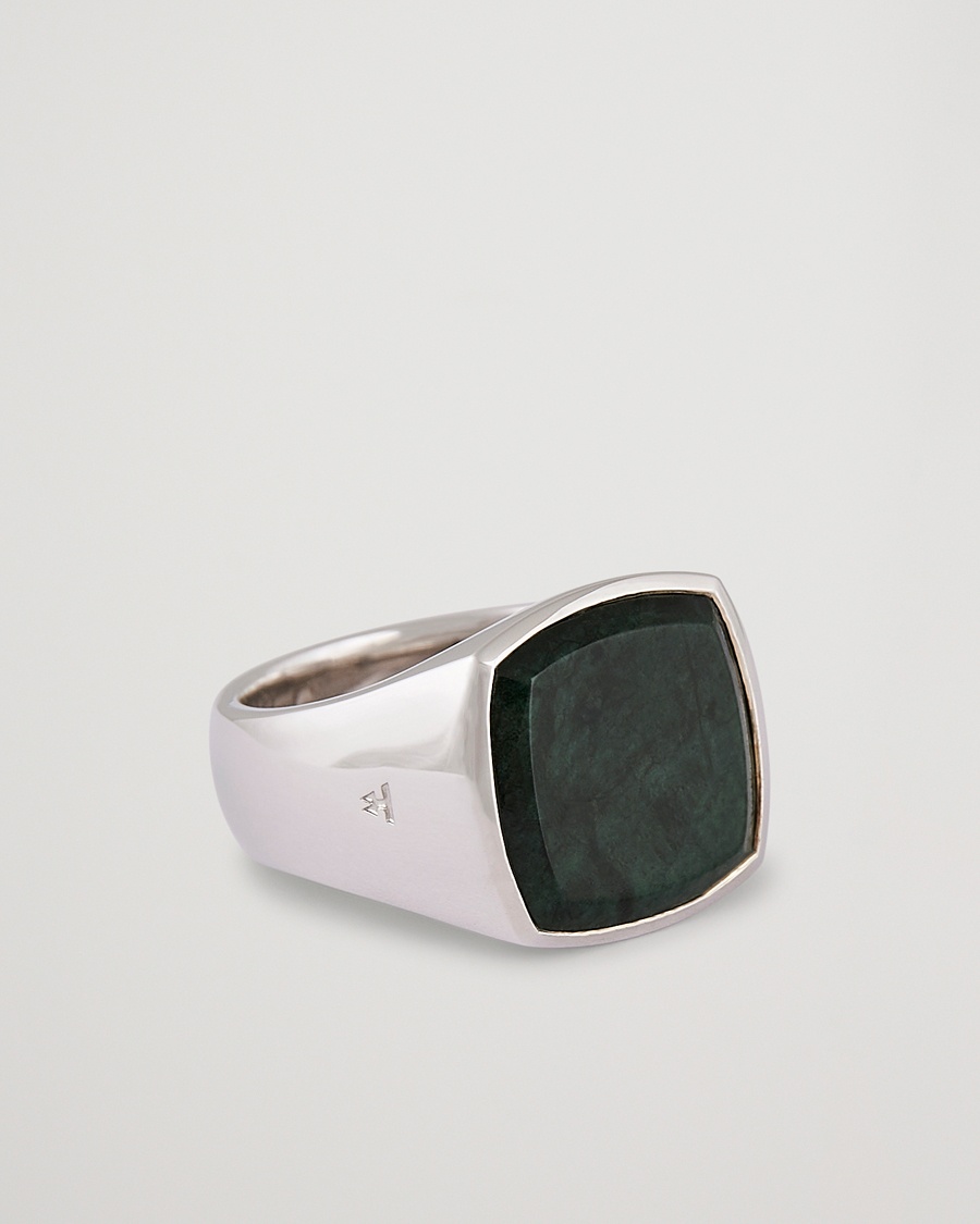 Tom Wood Cushion Green Marble Ring Silver – Sølv