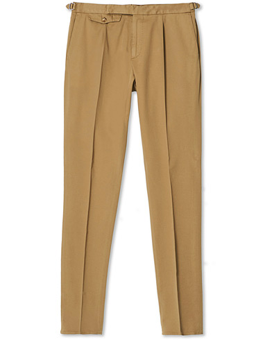 Incotex Slim Fit Pleated Cotton Trousers Beige