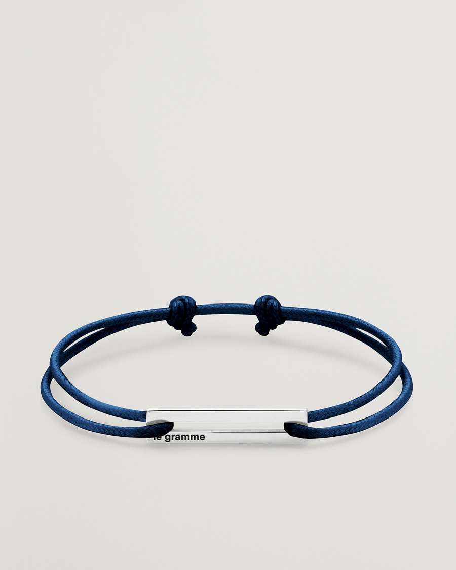Herre | | LE GRAMME | Cord Bracelet Le 17/10 Navy/Sterling Silver