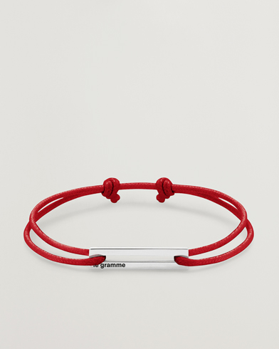 Herre | Contemporary Creators | LE GRAMME | Cord Bracelet Le 17/10 Red/Sterling Silver