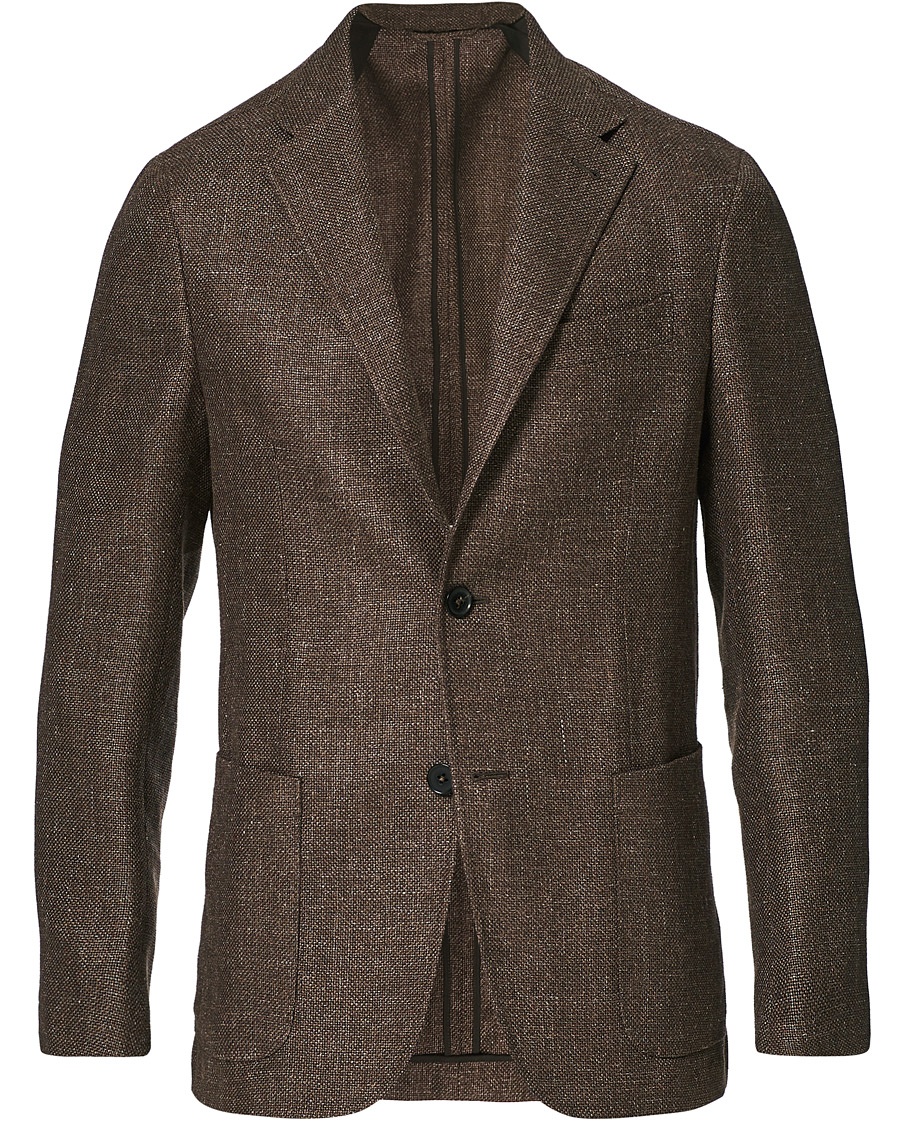 Ermenegildo Zegna Unconstructed Linen Blazer Brown