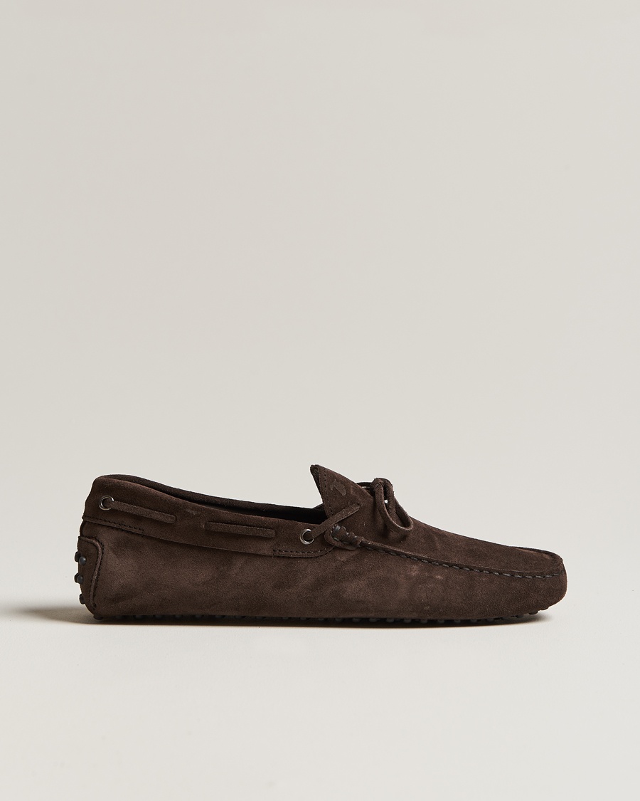 Tod's Lacetto Gommino Carshoe Dark Brown Suede