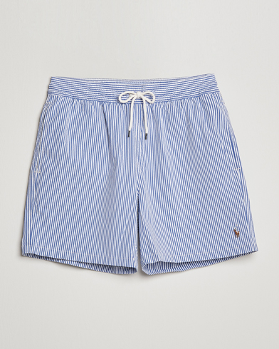 Herre |  | Polo Ralph Lauren | Recyceled Traveler Boxer Seersucker Swimshorts Blue/White