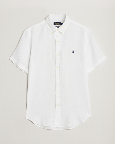 Herre | Linskjorter | Polo Ralph Lauren | Slim Fit Linen Short Sleeve Shirt White