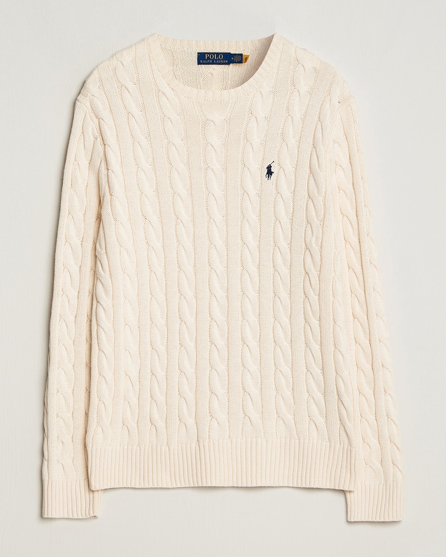 Polo Ralph Lauren Cotton Cable Pullover Andover Cream – Hvit