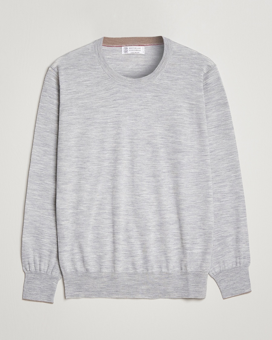 Herre | | Brunello Cucinelli | Cashmere/Wool Crew Neck Sweater Light Grey