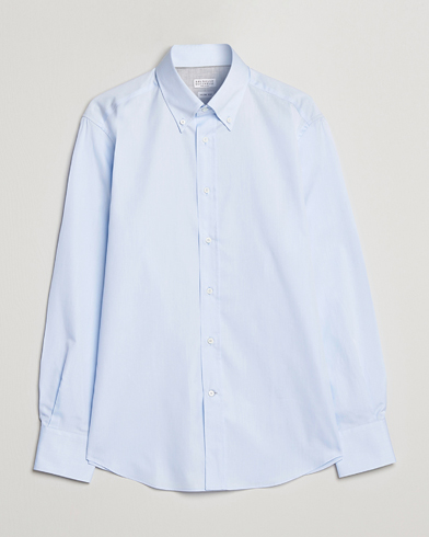 Herre |  | Brunello Cucinelli | Slim Fit Twill Button Down Shirt Light Blue