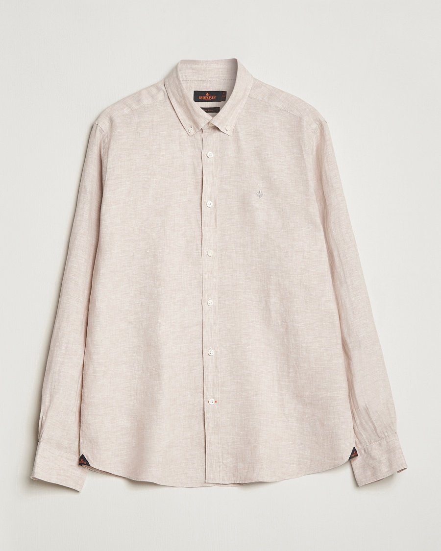 Herre | Linskjorter | Morris | Douglas Linen Button Down Shirt Khaki