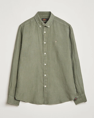 Herre | Linskjorter | Morris | Douglas Linen Button Down Shirt Olive